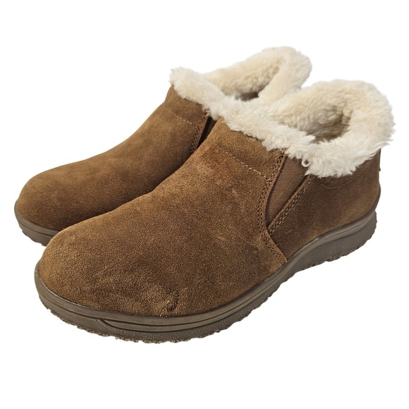 Minnetonka Women's Eagan Twin Gore Tan Suede Faux Fur Lined Winter Booties 7 - Picture 1 of 10